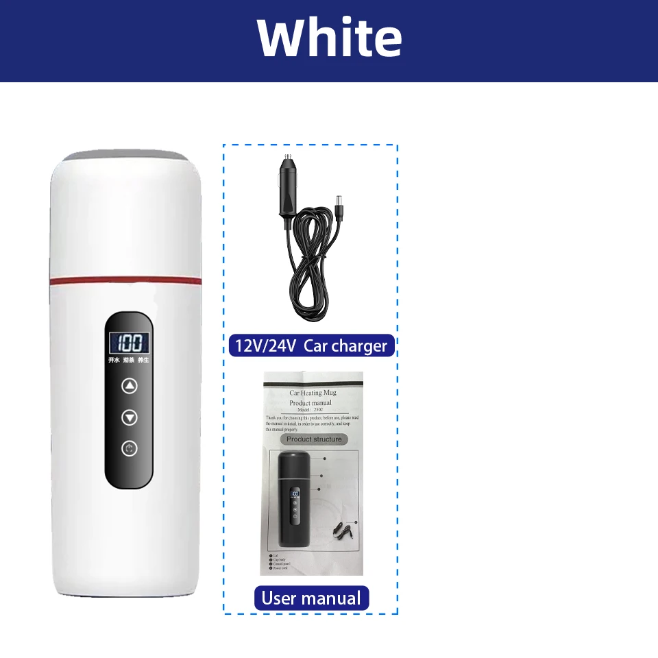 Waterkoker 12V24V Draagbare Auto Verwarming Cup 500ml Reizen Verwarming Touchscreen Intelligente Verstelbare Temperatuur Thermische Cup