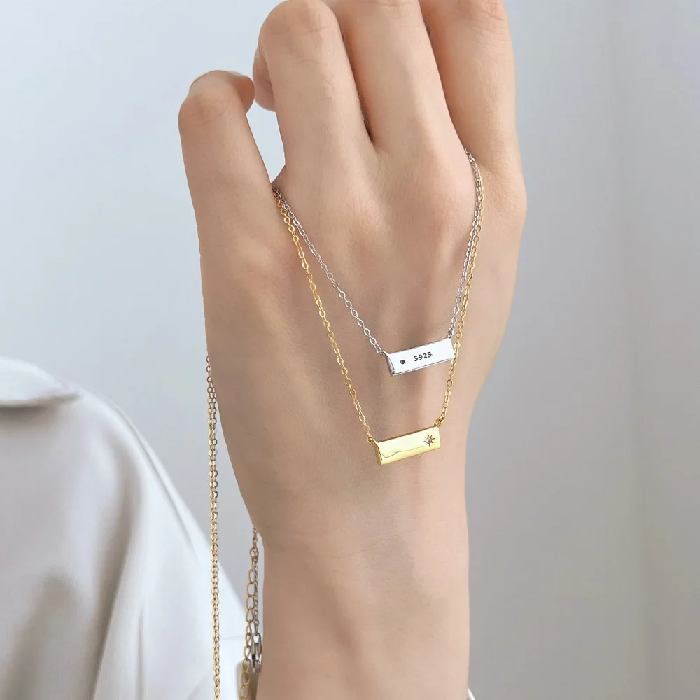 

New S925 Silver Necklace for Girls, Simple and Versatile, Micro Set with Zircon Star Design, Unique Women's Clavicle Chain