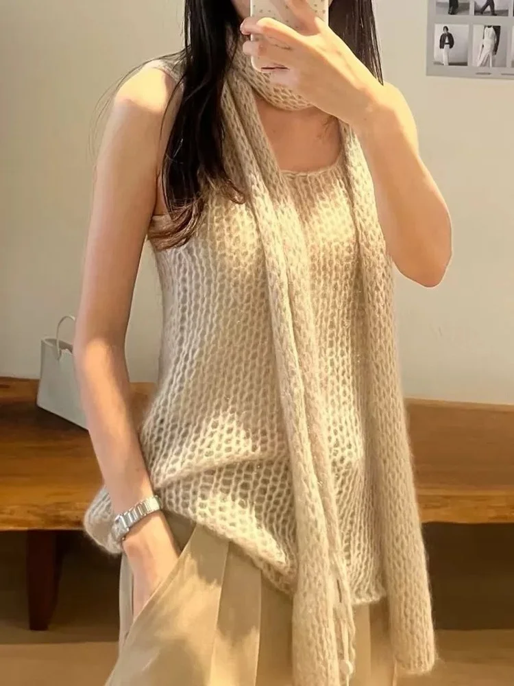 سترة محبوكة غير رسمية للسيدات Svel V-Ne سترة ذات لون نقي Dongda Gate سترة صوفية عصرية على مهل