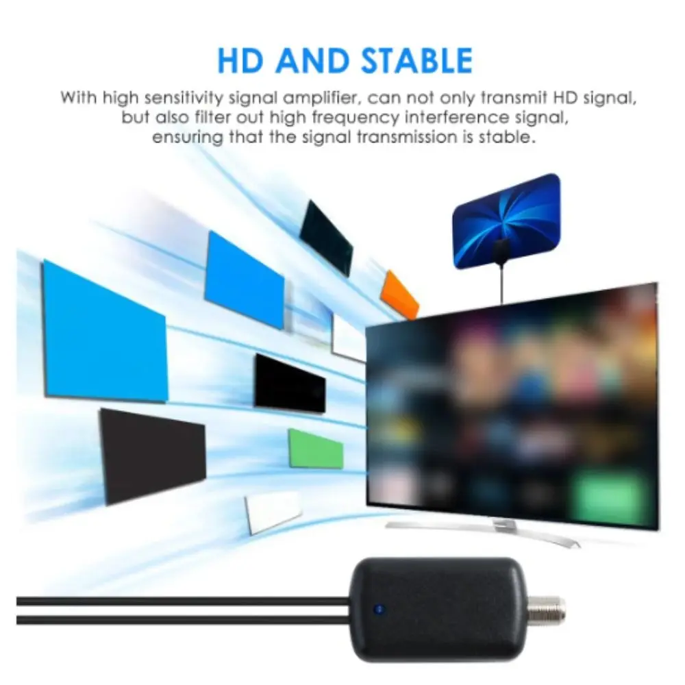 เสาอากาศดิจิตอลในร่มขนาดเล็ก HD เสาอากาศทีวี HD DVB-T/T2รับสัญญาณกำลังสูงพร้อมตัวรับเครื่องขยายเสียงเสาอากาศทีวีใหม่