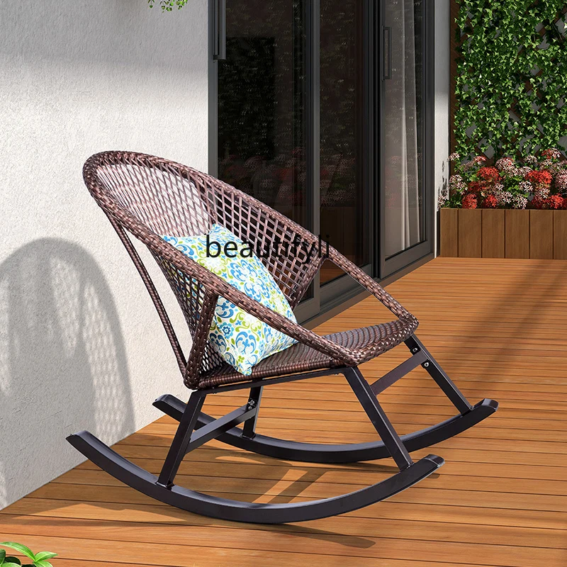 

GY Balcony Rocking Chair Rattan Chair Rocking Chair Leisure Chair Lazy Rattan Woven Leisure Chair Rattan Rocking Chair Recliner