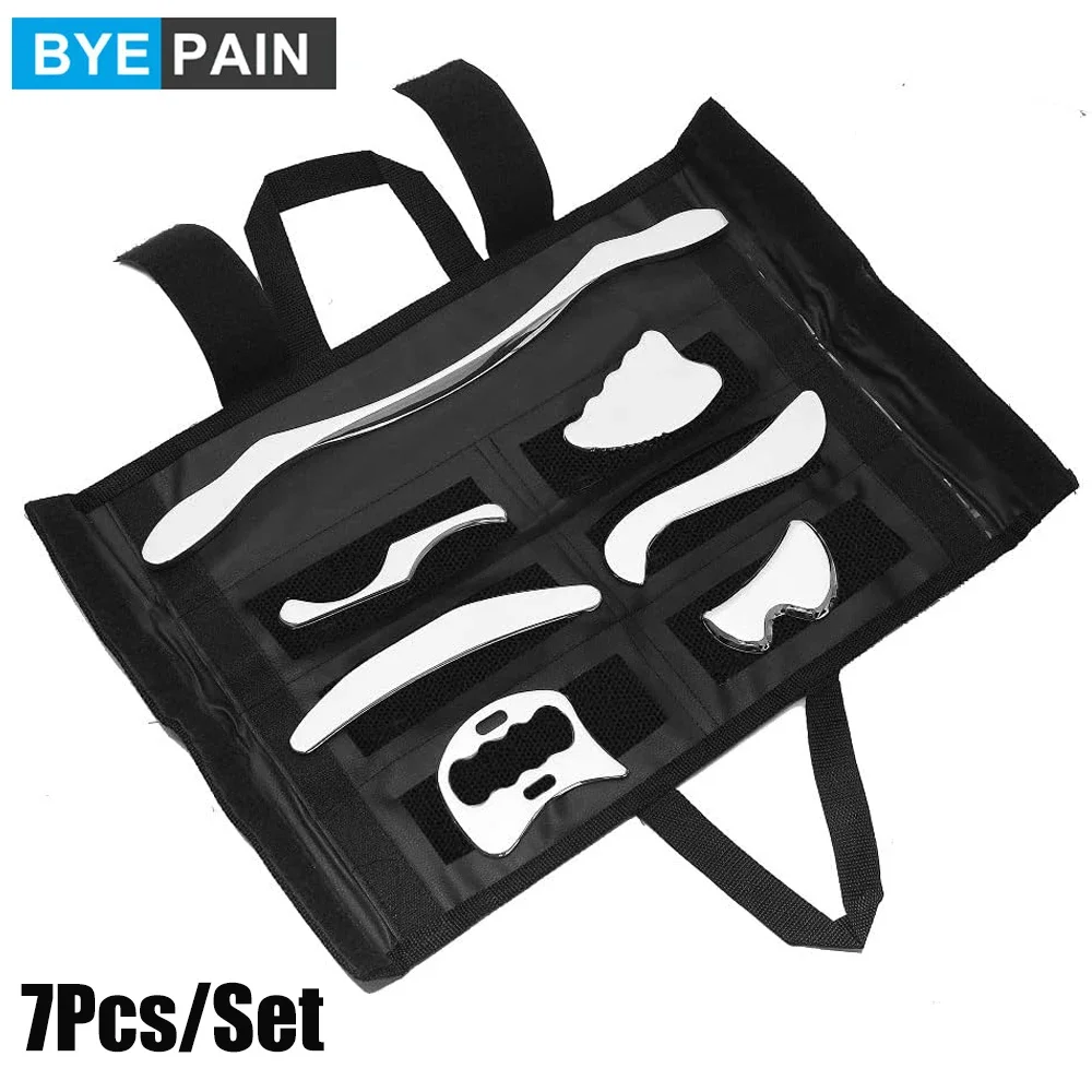 

7Pcs Stainless Steel Gua Sha Scraping Massage Tool Set - IASTM Tool Set- Great Soft Tissue Mobilization Tool Physical Therapy