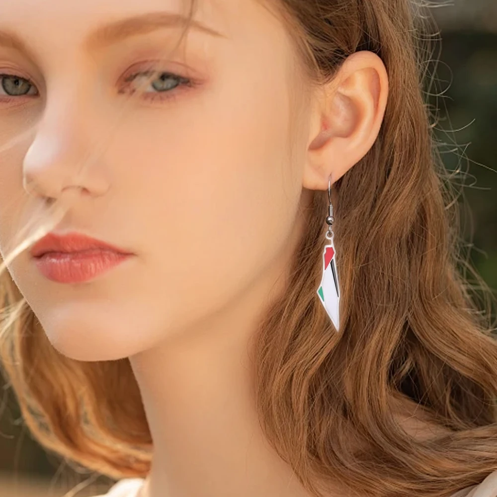 أقراط متدلية من الفولاذ المقاوم للصدأ للنساء من YILUOCD ، أقراط متدلية جغرافيا الدولة الأفريقية ، مجوهرات أنيقة ، بيع بالجملة ، خرائط #1