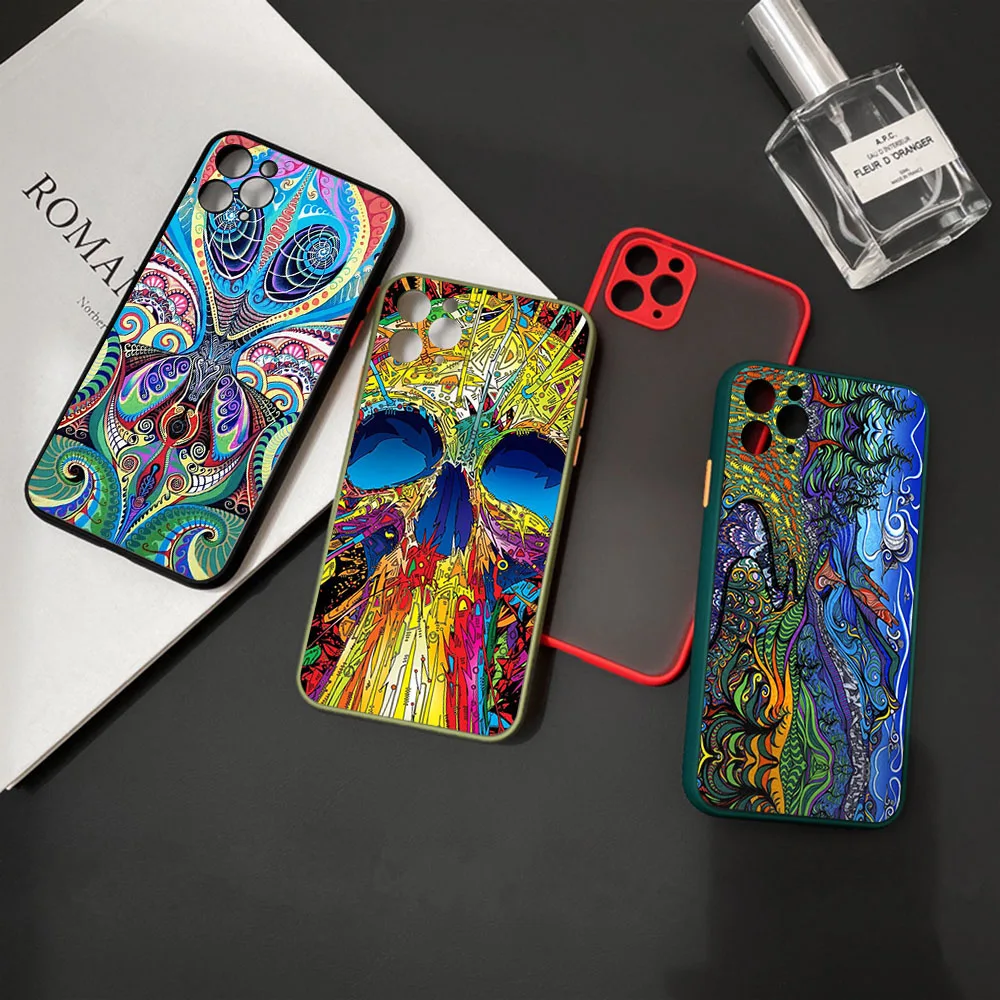 New Trend Abstact Trippy Psychedelic Art Phone Case For iPhone 16 15 14 11 12 13 Pro Max Mini X XR 7 8 Plus SE Translucent Cover