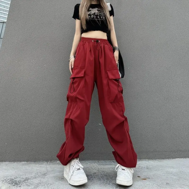 

Women Joggers Korean Fashion Harajuku Drawstring Baggy Cargo Pants Wide Leg Sweatpants Y2K Streetwear Hip-Hop Trousers Clothes