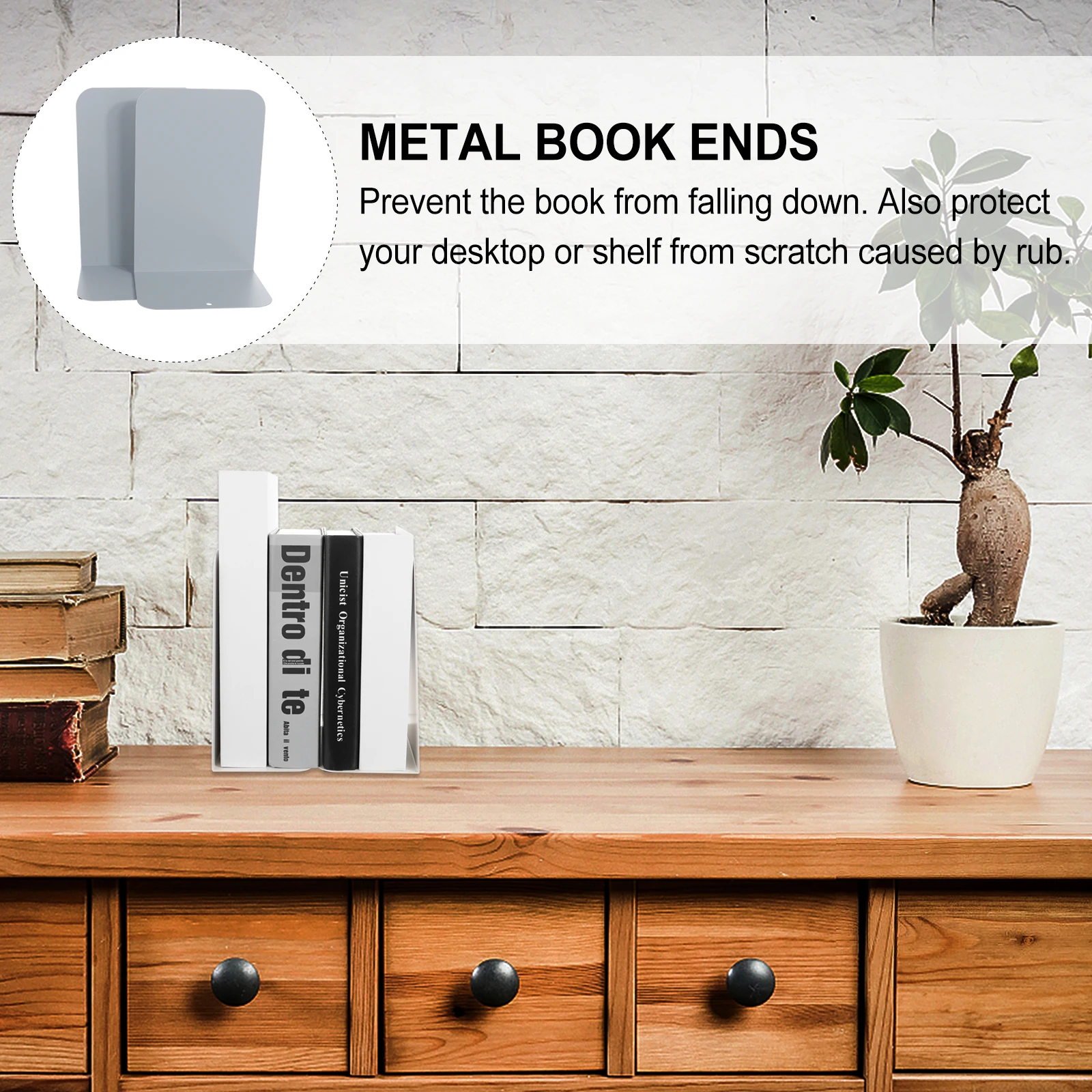 2 قطعة منظم سطح المكتب المعدني البسيط للمنزل والمكتب ملفات الطلاب كتاب الدفتين يدعم سدادات الكتب الحديدية #4