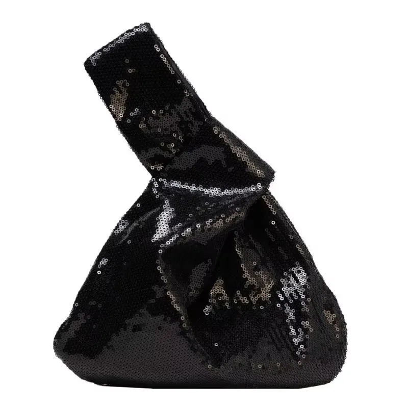 Womens Sequin Bags Wrist Knot Purse Party Handbag