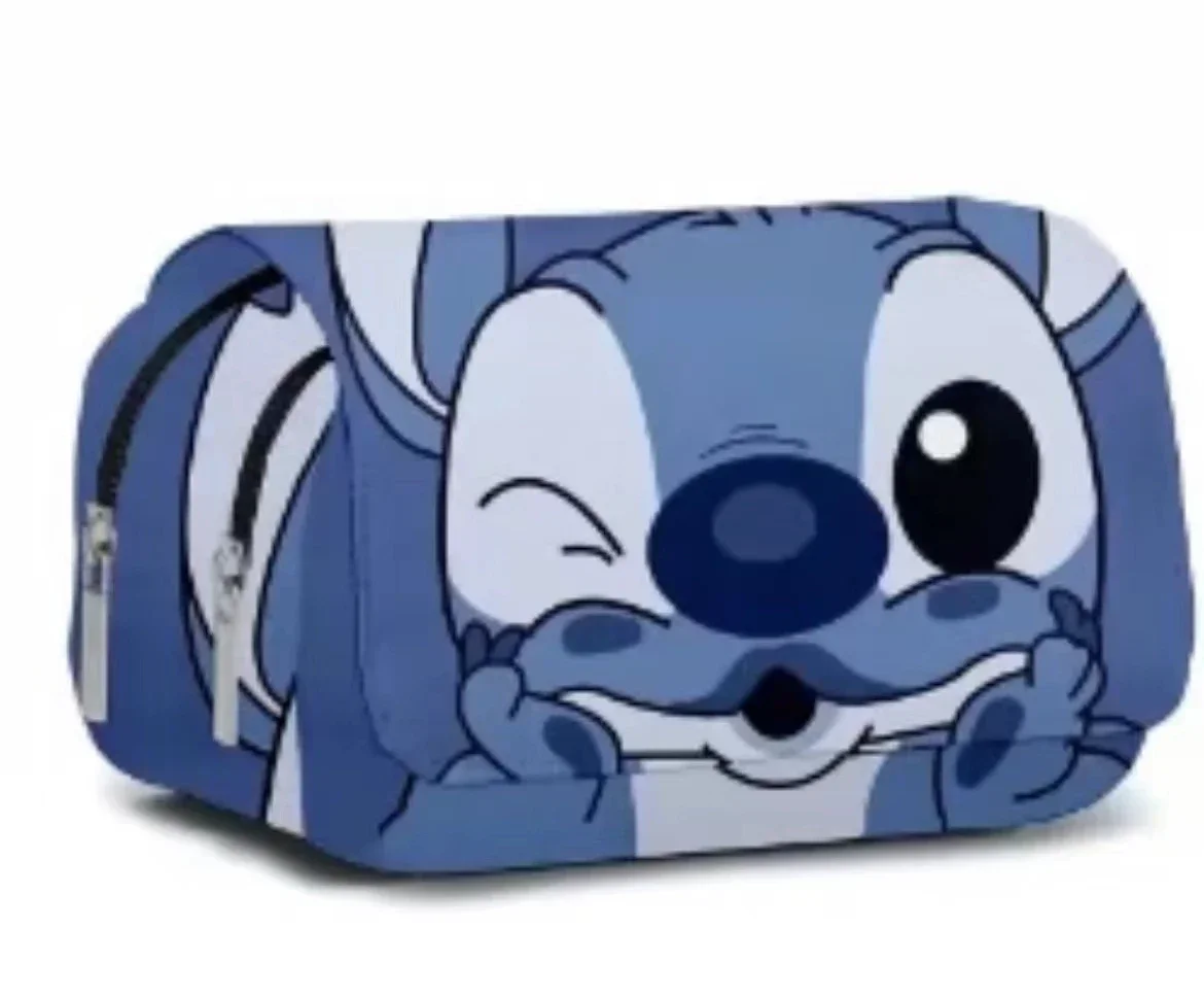 Anime Stitch Fully Printed Flap Pen Bag Stationery Box Pencil Case Primary and Secondary School Student School Bag Cartoon image 3