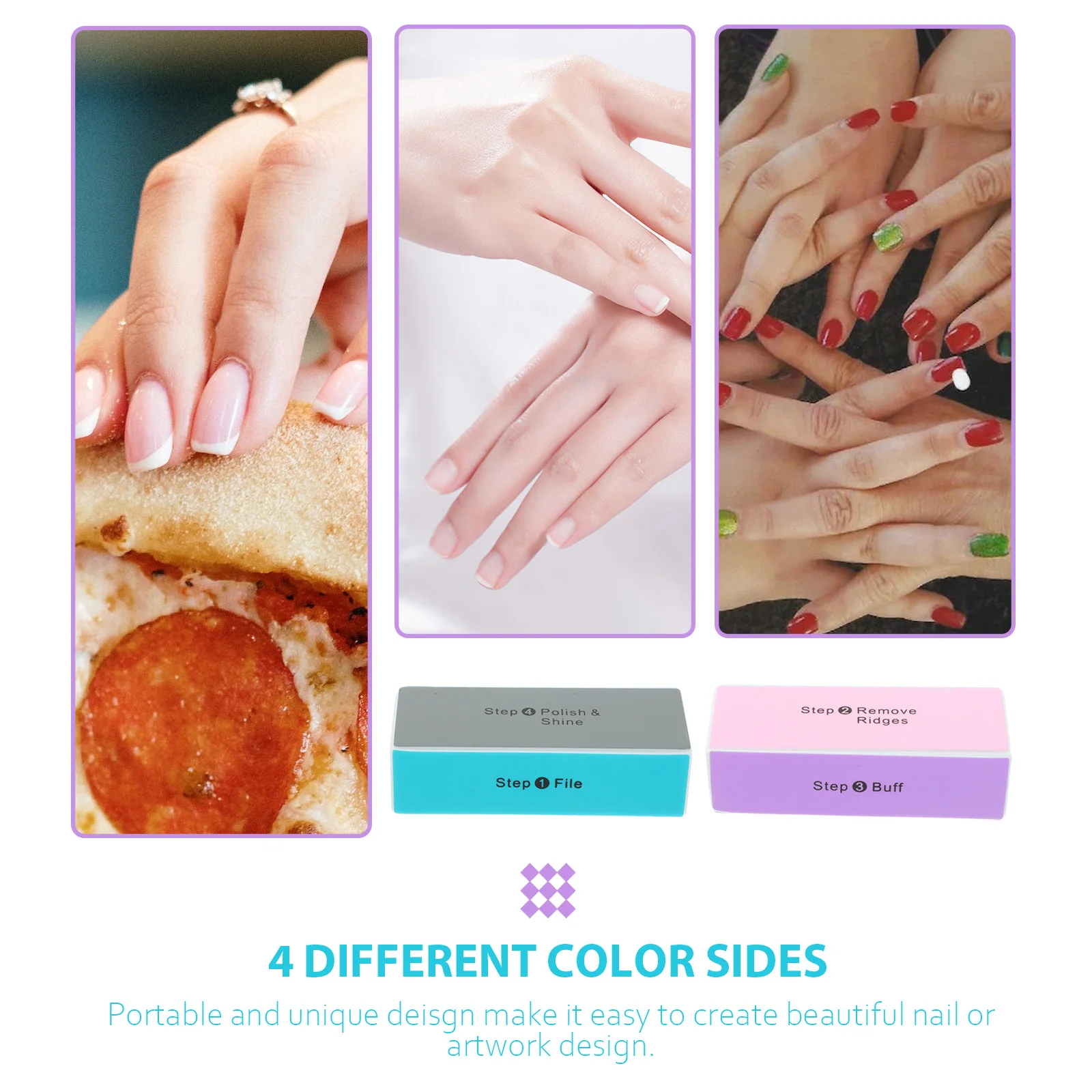 10Pcs High-Density Nail Polishing Block 4-Stage Buffer File for Natural Nails Artwork Wood Sanding Shaping Tool