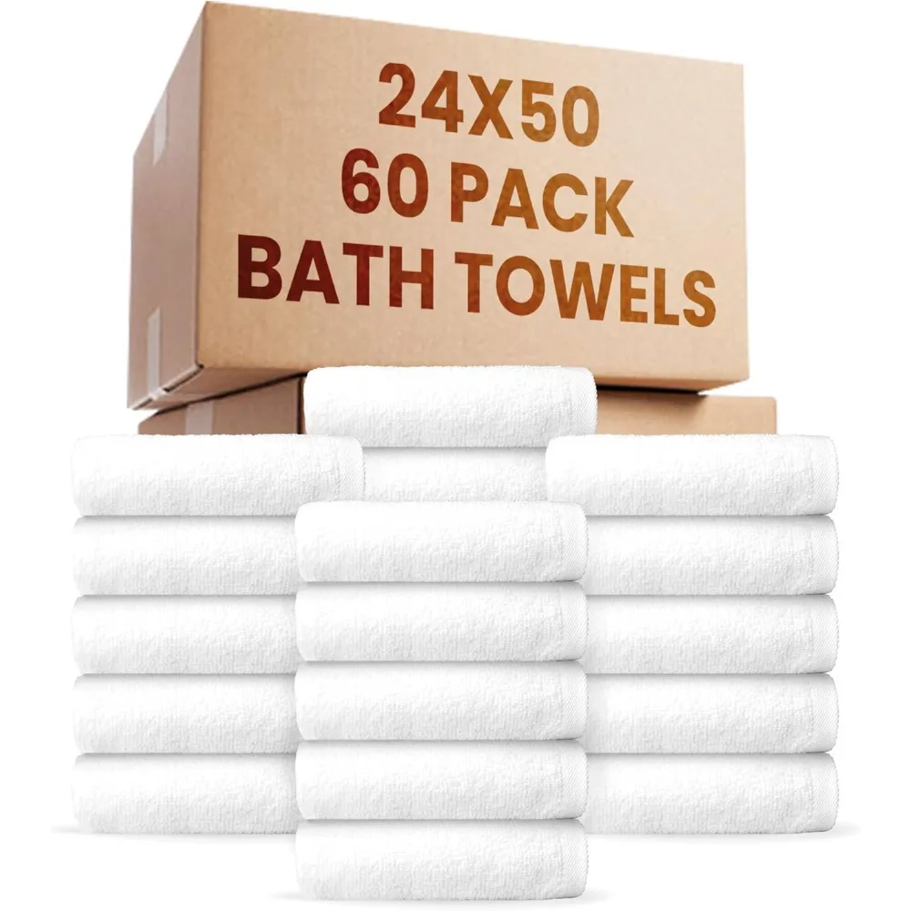 

Quick drying hotel towels -60 pieces (24x50) large bath towels - lightweight and economical bulk towels - super absorbent