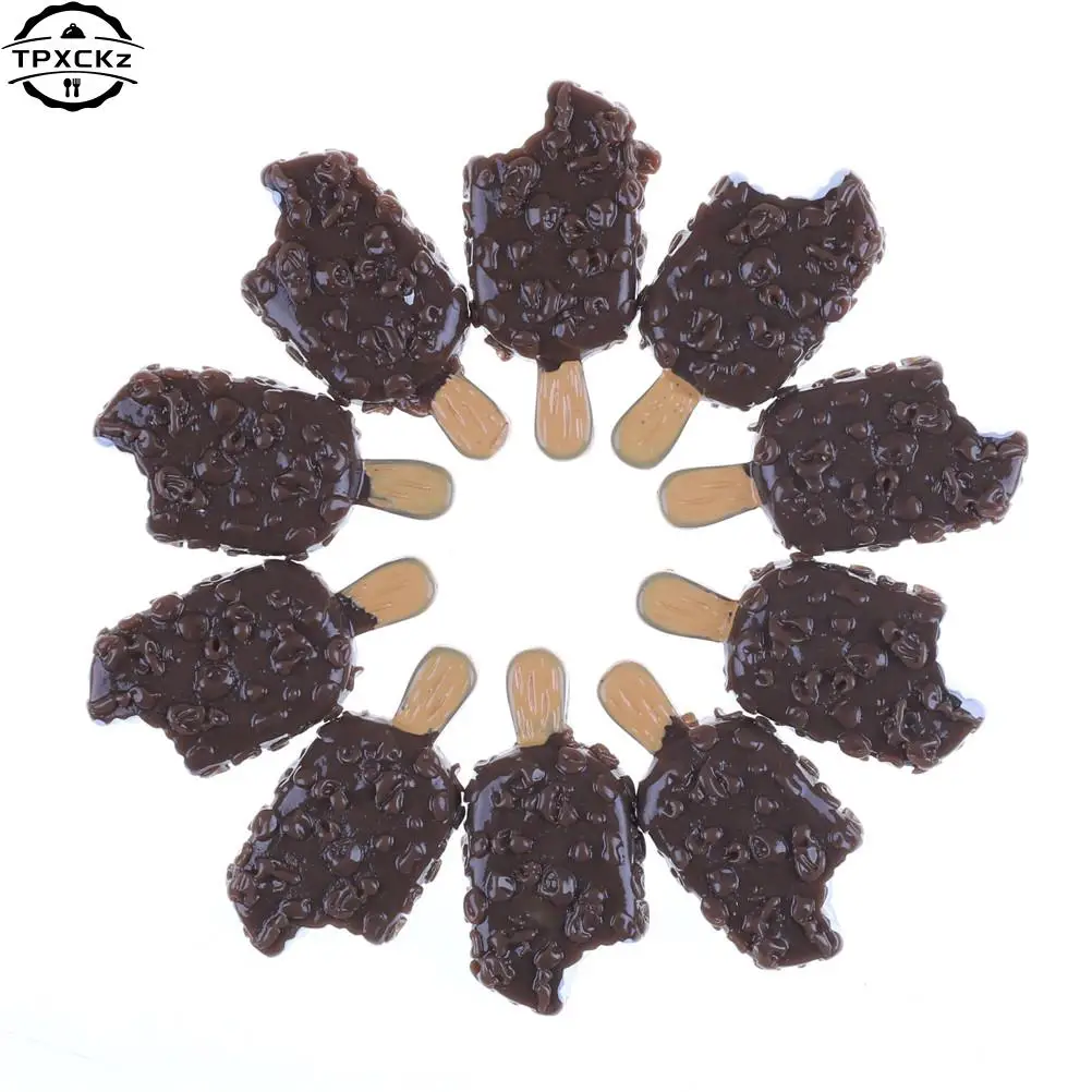 5pcs Crunchy Ice-lolly Simulation Food Mini Ice Cream Bar Resin Popsicle Model Flatback Resin Cabochons Scrapbooking Crafts DIY