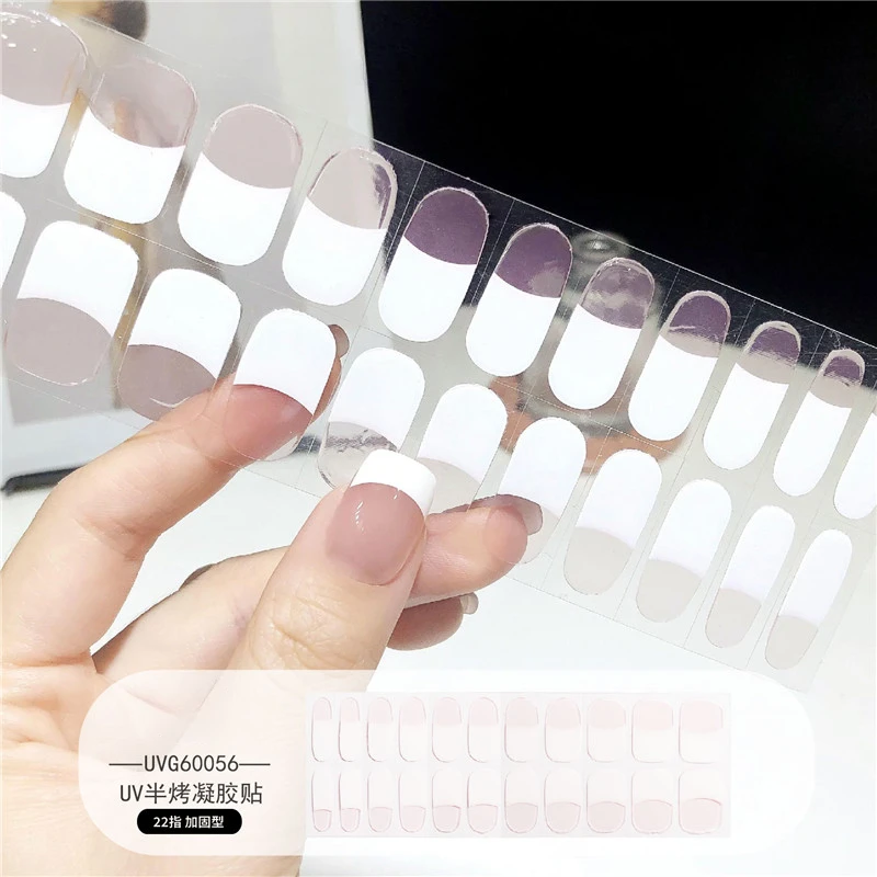 Fashion Glitter Nails Charm Stickers Semi Cured Gel Nail Stickers Wraps Gel Strips UV Lamp Need(Nail file, wooden stick)