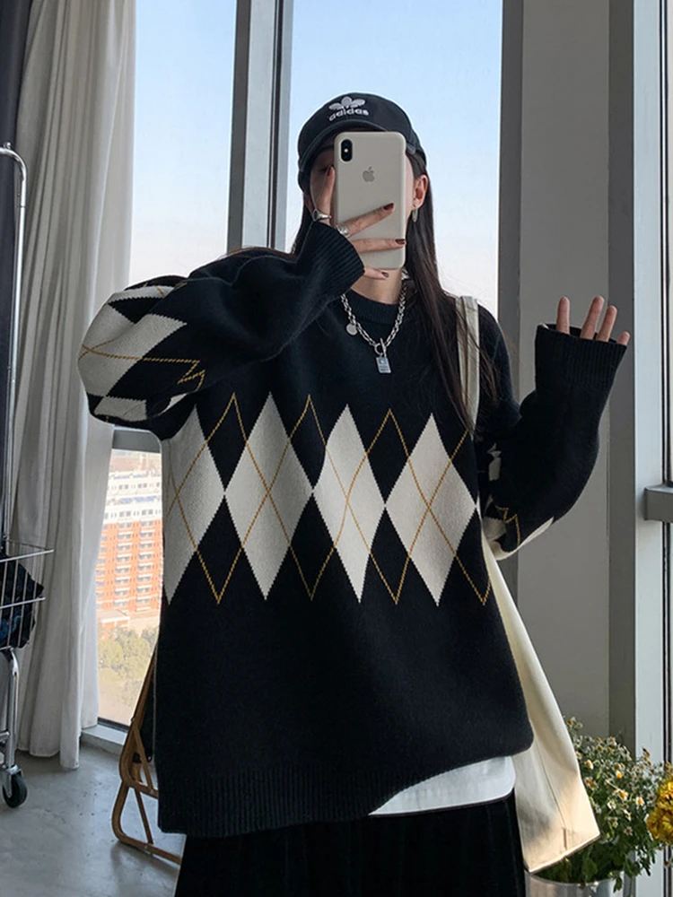 سترة نسائية جديدة لعام 2025 من Thiened فضفاضة كسول Sle Bla سترة حلوة مطبوعة طويلة Sve مستديرة Ne Spring Faion ملابس خارجية #2