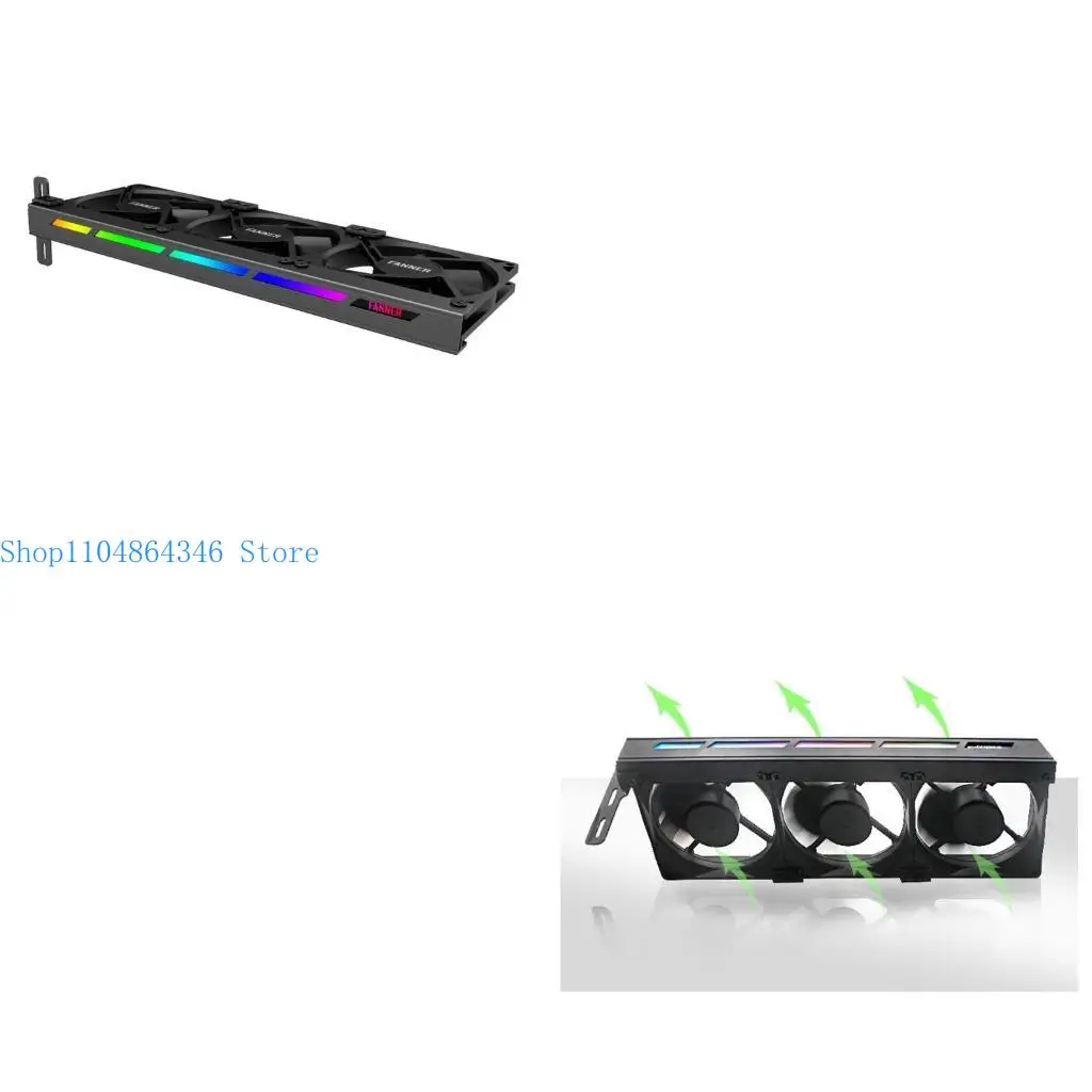 

5asd 5V 3Pin VGA Fan Graphics Card Cooling Fan with ARGB Light Strip 3pcs x 90mm
