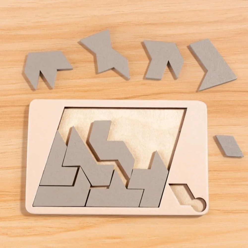 Irregular Shape Triangle Puzzle Colorful Logic Training Wooden Jigsaw Three-Dimensional Montessori Brain Teaser Game