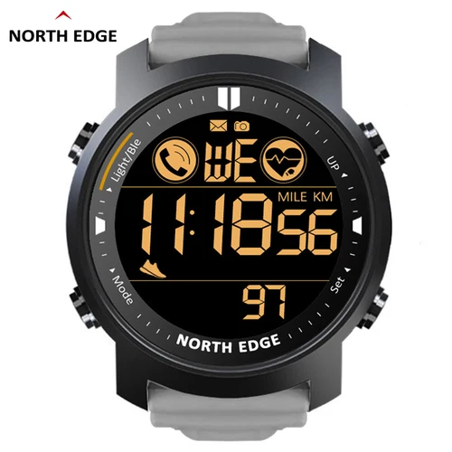 NORTH EDGE-reloj inteligente para hombre, accesorio de pulsera resistente al agua hasta 50M con control del ritmo cardíaco, podómetro, cronómetro, compatible con Android e IOS, ideal para natación y correr