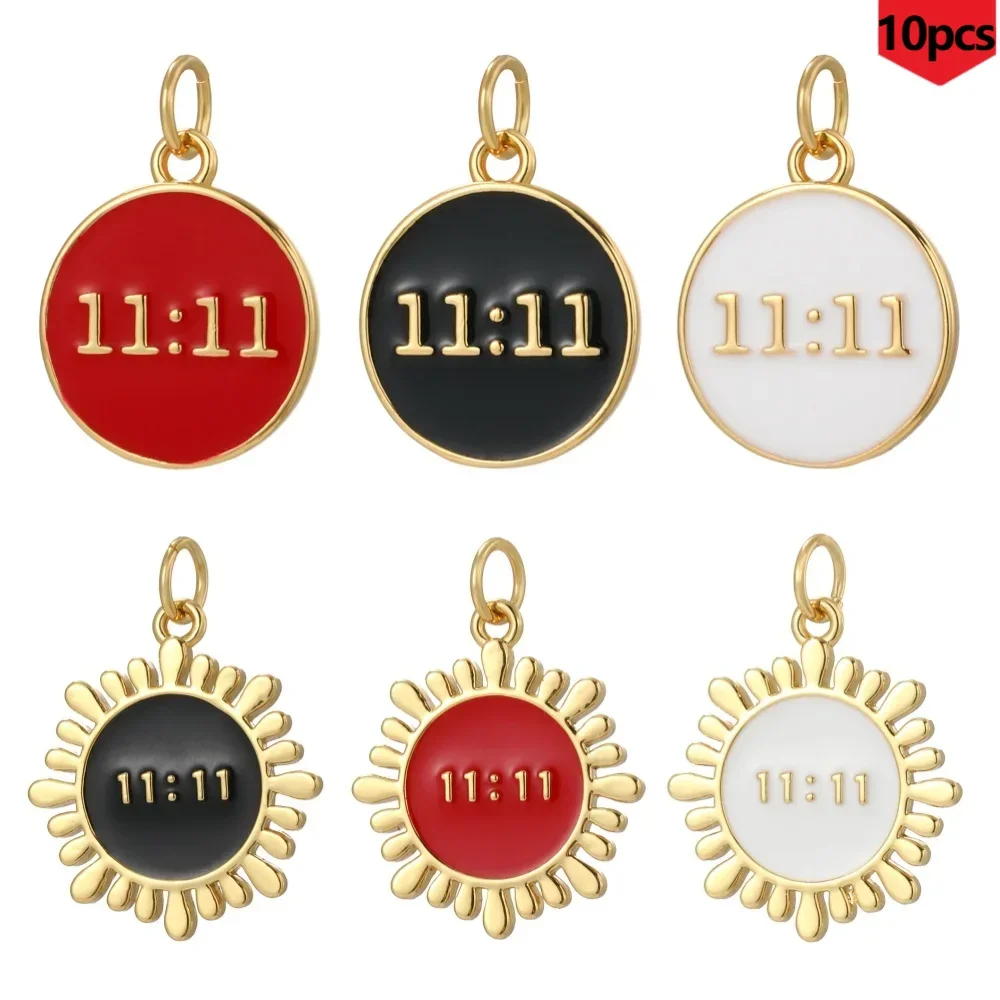 

10PCS Round 11:11 Pendant, High-end Fashion Style, Cool Girl and Boy, Trendy Style Holiday Gift Bulk Items Wholesale Charms