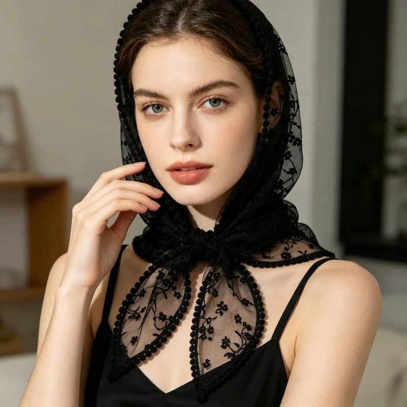 Korean Style Lace Fart Curtain Niche Belt Hollow Flower Triangle Towel Shawl Waist Towel Party Photo Booth Prop