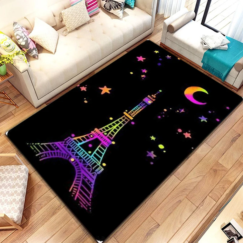 France Paris Eiffel Tower Romantic Art Area Rug,Carpet Rug for Living Room Bedroom Sofa Doormat Kitchen Decor Non-slip Floor Mat