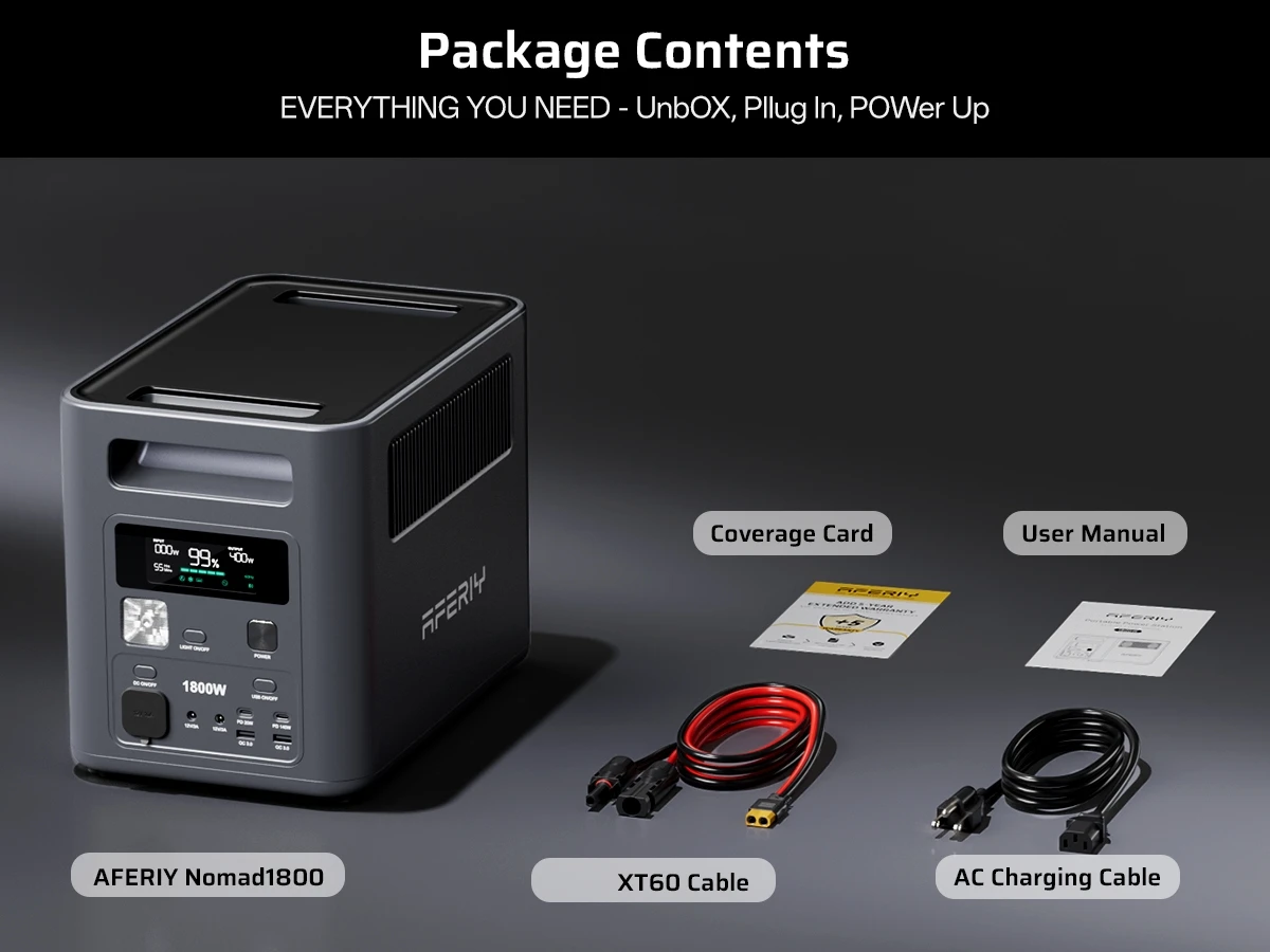 AFERIY 1800W One Hour Rapid Charging Pure Sine Wave Lifepo4 Battery APP Function Portable Generator Portable Power Station