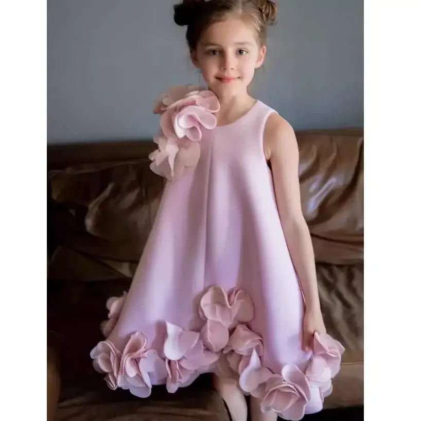 Princess Vintage One-piece Wedding Party Graduation Children Kids Clothes For Young Girls Dresses A3804 Vestidos