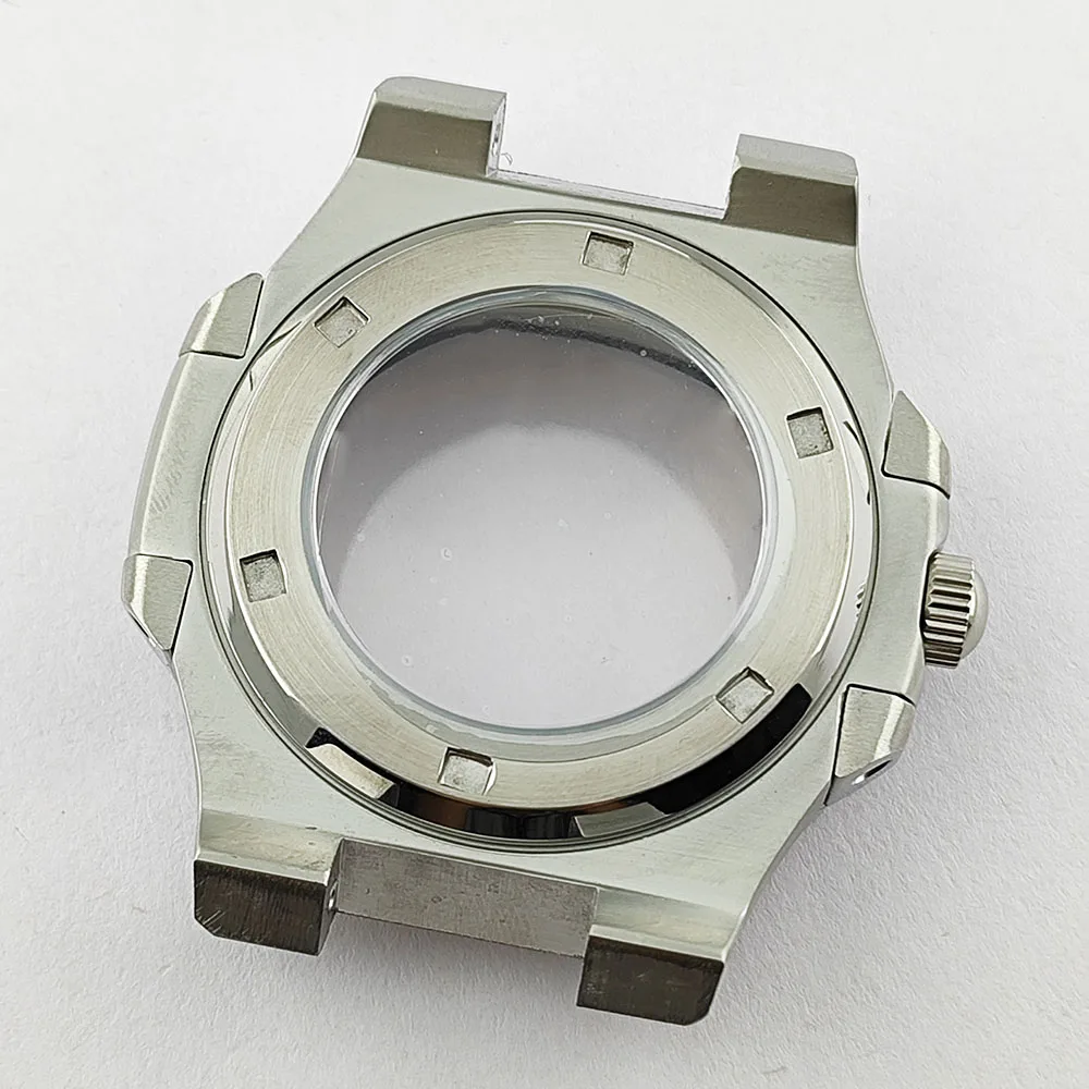 40 مللي متر حزام حافظة الياقوت والكريستال والزجاج تعديل نوتيلوس حافظة NH38 NH35 NH36 حركة مقاوم للماء حزام الفولاذ المقاوم للصدأ