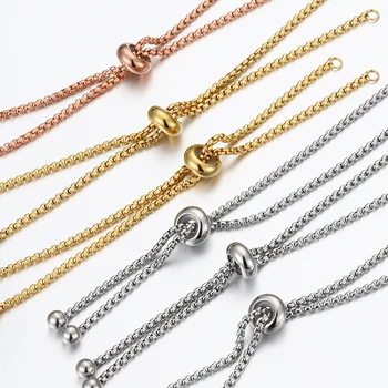 3 adet Paslanmaz Çelik Ayarlanabilir Kaydırıcı Zincir Takı Yapımı için DIY Döngüler Bağlayıcı Kolye Bilezik Zincir Malzeme Bulguları