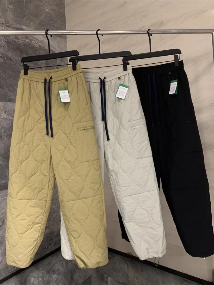 Outdoor Men's Thickened Cotton Pants High Waist Warm Casual Trousers Waterproof Autumn Winter Straight Leg Cuffed Sweatpants