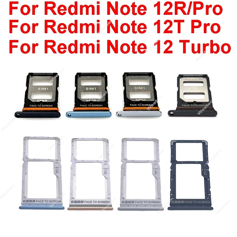 Sim Card Tray For Xiaomi Redmi Note 12R Note 12R Pro Note 12 Turbo Sim Card Reader Holder SIM Card Slot Replacement Repair Parts