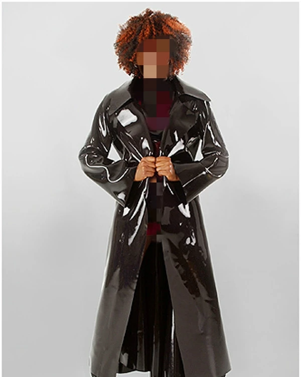 Masquerade Party 100% New Latex Coat Rubber Women's Handsome Jacket Cool Black Windbreaker  Size XS-XXL