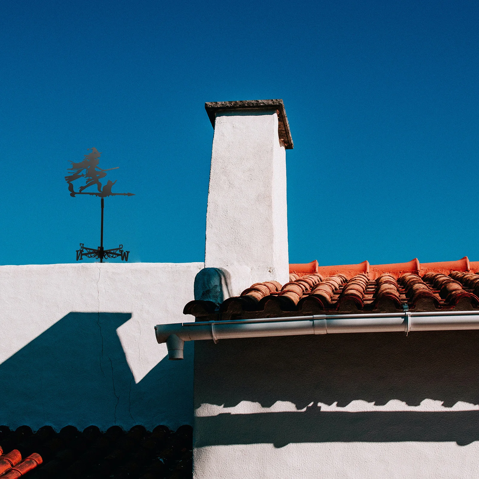 

Stainless Steel Weather Vane Halloween Witch Decor Iron Cat nament Meteorological Instrument Wind Direction
