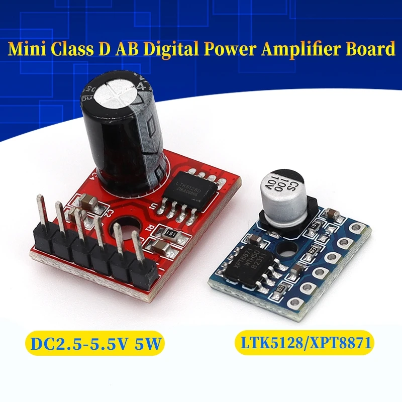 5128 Amplifier Board 5W Class D Digital Amplifier Board Mono Audio Module Low Distortion VS88715V DC2.5-5.5V LTK5128 Class AB