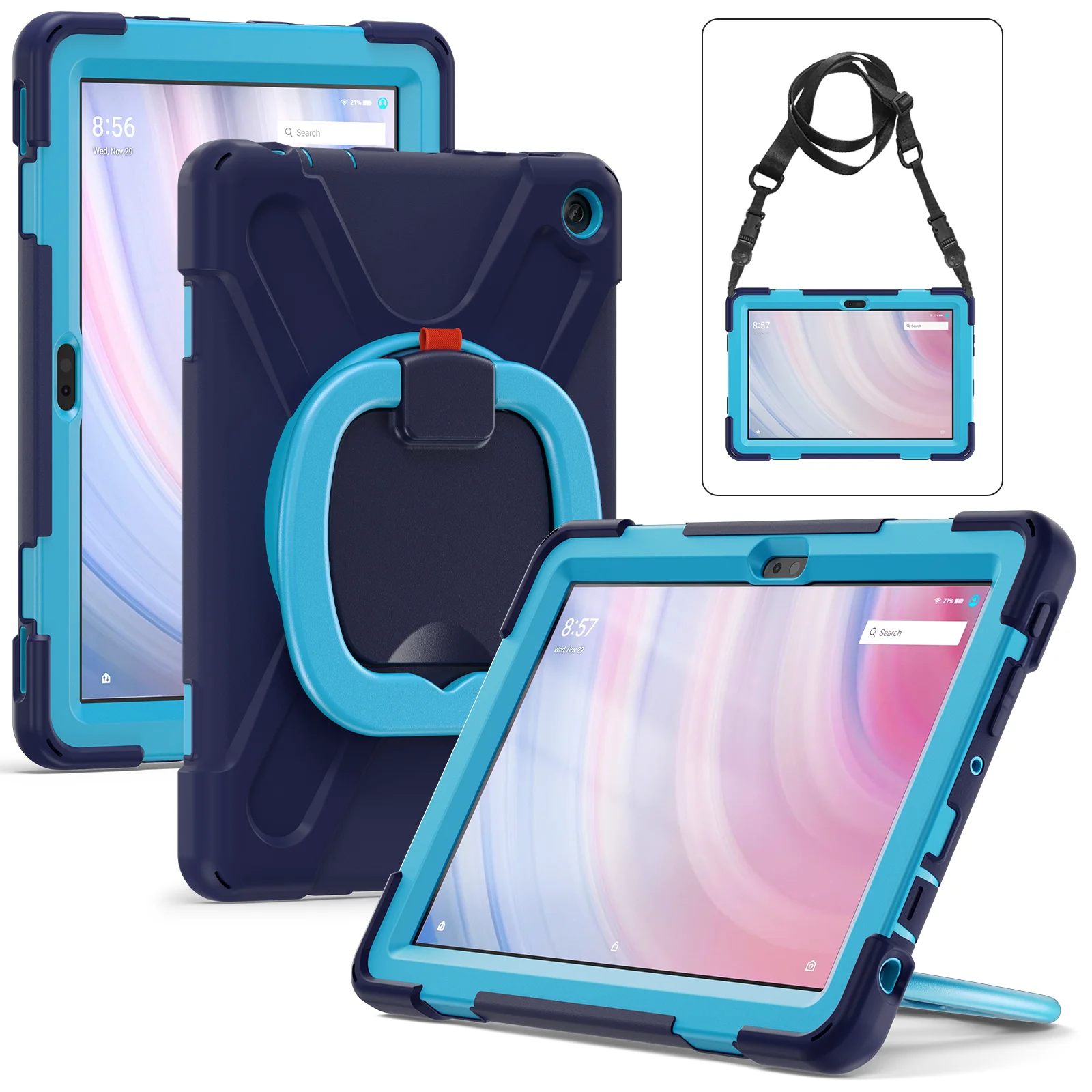 

360 Rotating Kids Case For Amazon Fire HD 10 2023 (13th Generation) 10.1" Heavy Duty Stand Cover Shockproof With Shoulder Strap