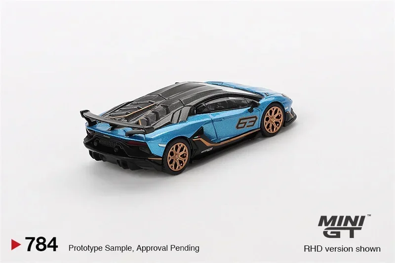 MINI GT 1:64 Aventador SVJ 63 Blu Aegir Blue RHD- blister box Diecast Model Car