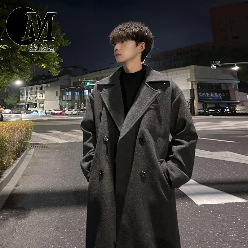 [OIMG] Autumn And Winter New Woolen Coat Men's Mid To Long Woolen Windbreaker Coat Loose