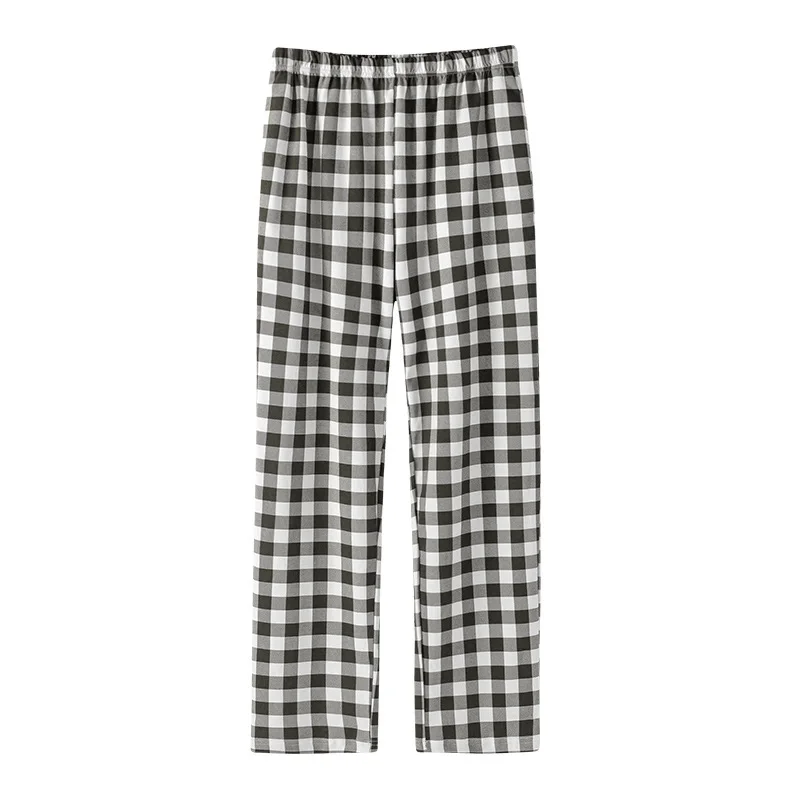 Cotton Plaid Large Size Pajama Pants Woman Blue Elastic Waist Pajama Trousers Soft Breathable Home Wear Sleeping Pants Winter