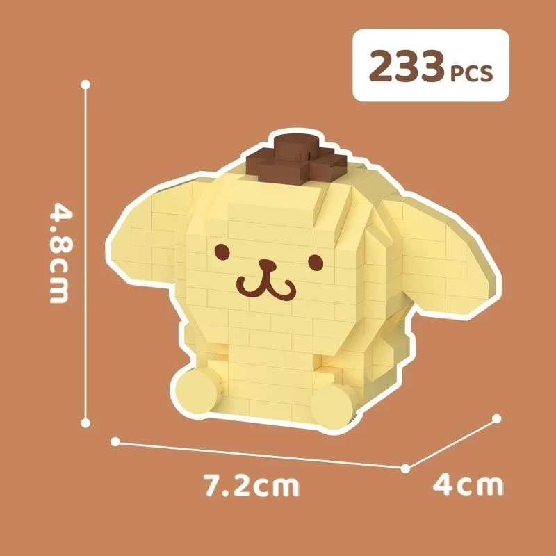 *Sanrio Anime Hello Kitty My Melody Cinnamoroll Pompompurin Kuromi Friends Building Blocks Bricks Girl Children Kid Toy Gift Set