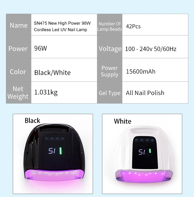 High Power Gel Curing Uv Lamp 96w Hand Nail Dryer UV LED Nail Lamps Drying For Nails