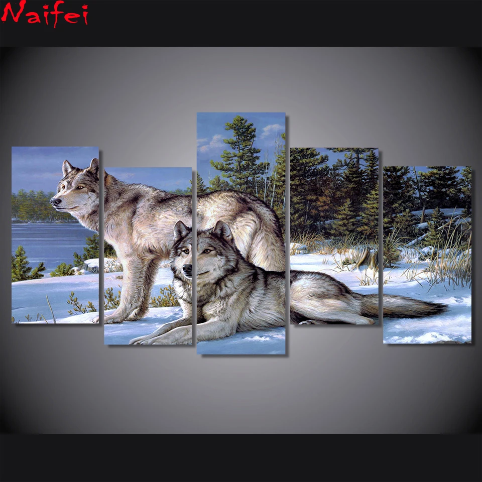 

5D DIY Diamond Painting Snow Scene The Wolf Couples Full Drill Home Decoration Diamond Embroidery Mosaic Picture Lover Gift