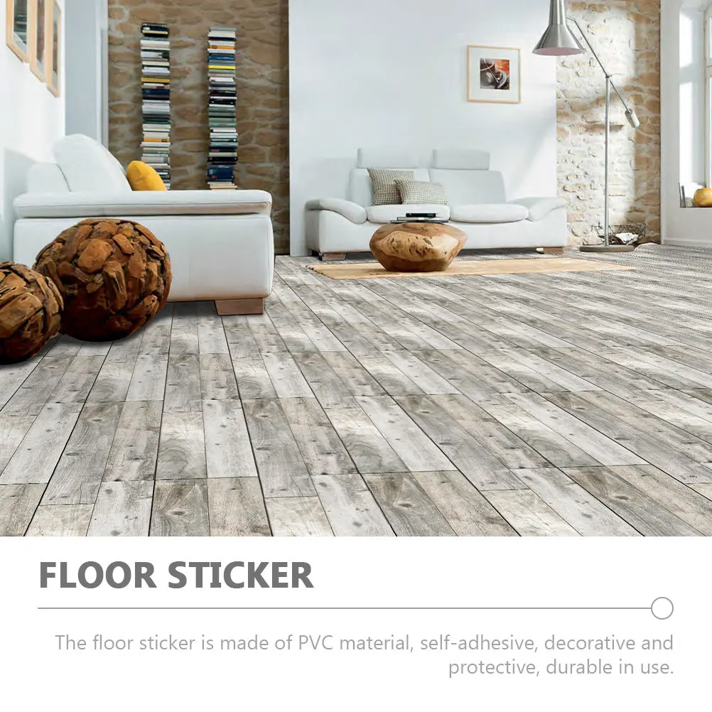 5Pcs Self Adhesive Peel and Stick Floor Tiles Wood Grain PVC Floor Sticker Planks Removable Vinyl Flooring Decals for Bedroom