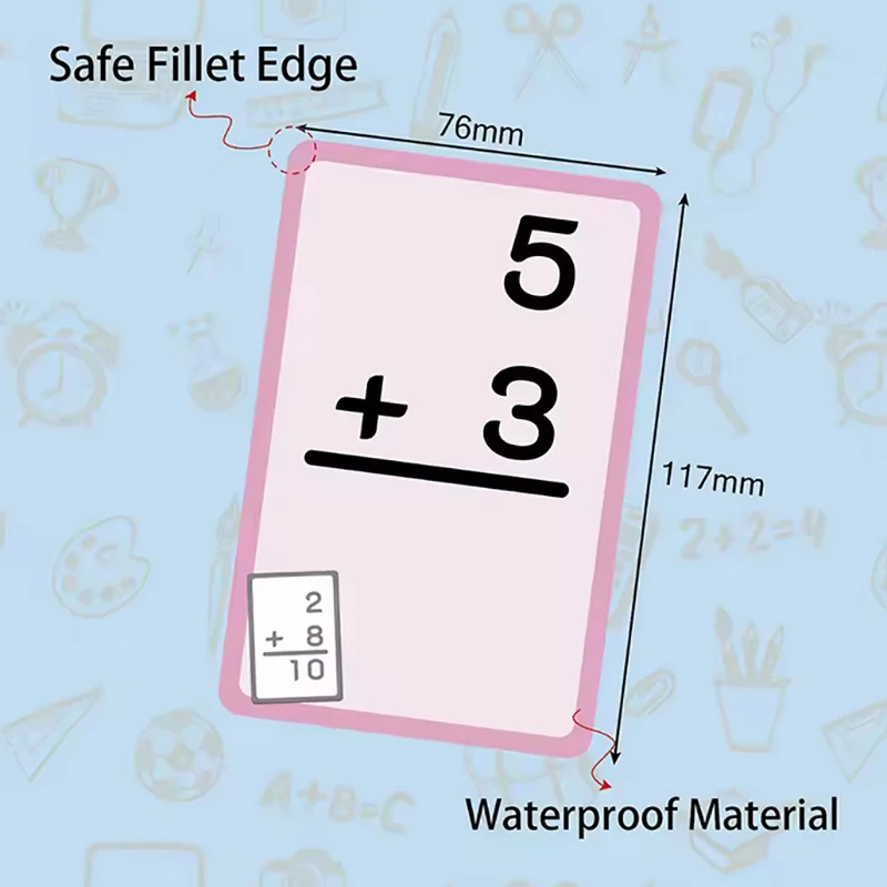 36Pcs/set Math Addition Subtraction Multiplication Division Erasable Reusable Number Learning Cards Children's Math Teaching Aid