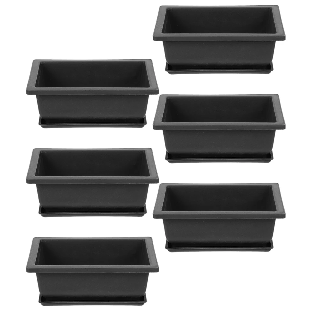 

6 set Succulent Flower Pots Plastic Planter Bonsai Small Garden Flowerpots Plants 16 Long Rectangular Mini Pots Tray for Home