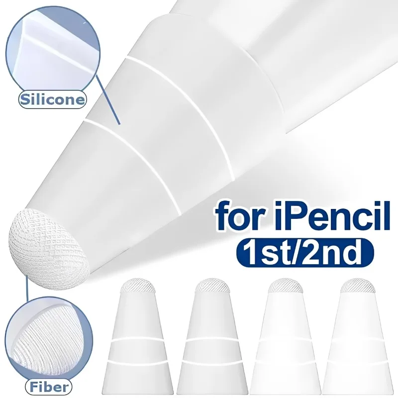 1/5/10Pcs Replacement Soft Silicone Fiber Stylus Pen Tips for Apple Pencil iPencil 1st 2nd Noiseless Non-Slip Paper Feel Pen Nib