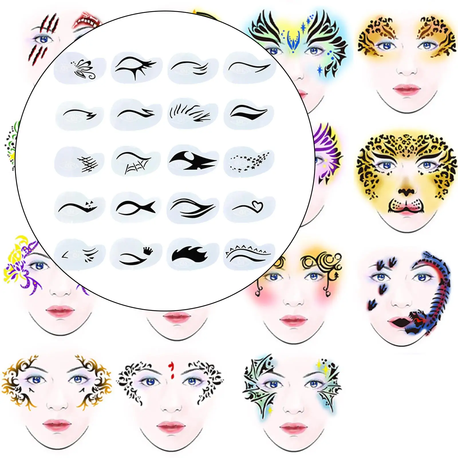 Face Painting Templates for Birthday Party Lightweight DIY Party Supplies Painting Reusable Smooth Multiple Pattern