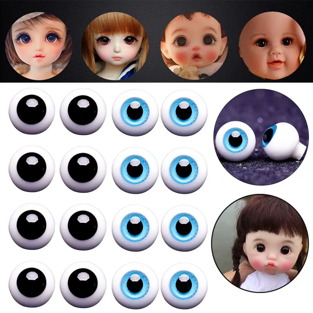 1 Pair Doll Glass Eyes 6mm/8mm/10mm/12mm/14mm Blue Black Eyes Eyeball For BJD Doll DIY Doll Making Dolls Accessories Safety Eyes