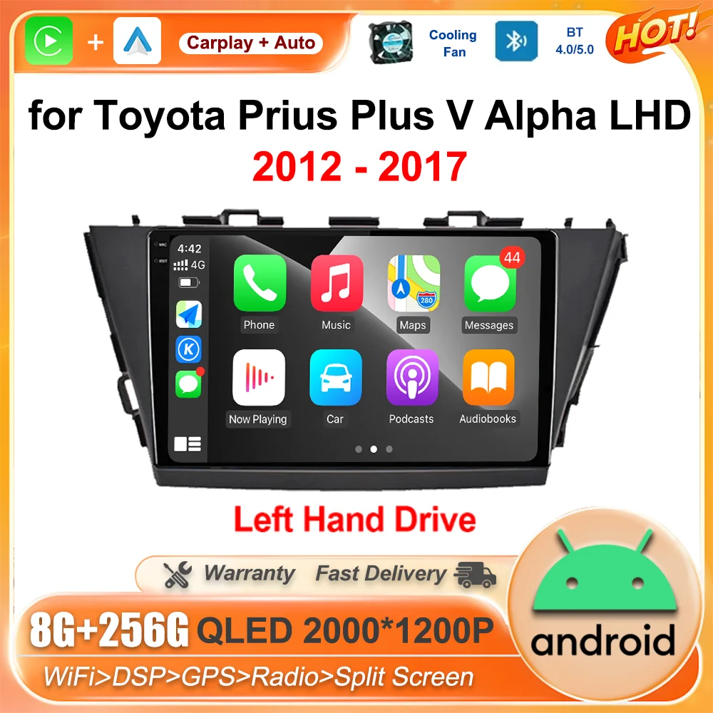 for Toyota Prius Plus V Alpha LHD 2012 - 2017 GPS Navi Android Interlligent System Stereo Car Multimedia HD Audio Player WiFi 4G