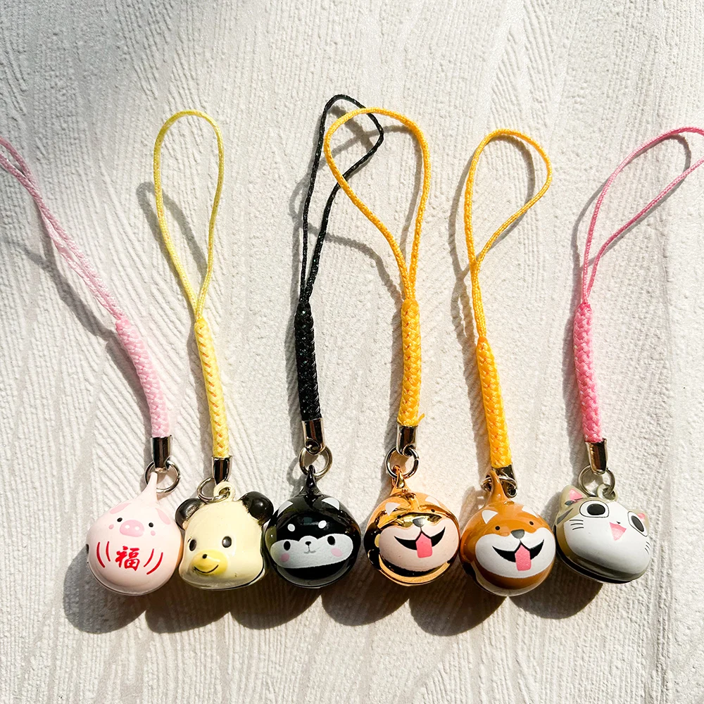 

30 PCs Kawaii Cat Dog Bell Phone Straps Charm Lanyards Copper Puppy Bell Cell Phone Straps Phone Pendant Lanyards for Key DIY