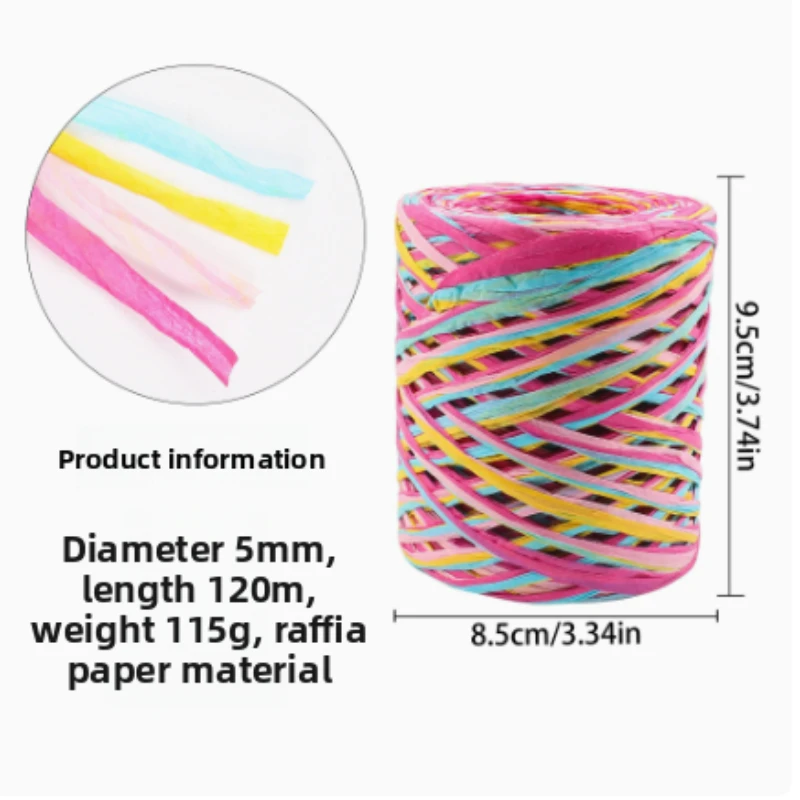 [120m Long 1pc] Colored Raffia Paper Twine Gift Wrapping Ribbon,Very Suitable for Gift Wrapping, Floral Arrangement