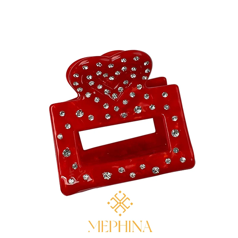 MEPHINA Fermagli per capelli per San Valentino Artigli per capelli per labbra Fermagli per capelli a forma di cuore Artigli per capelli con borchie di diamanti di classe Accessori per le donne