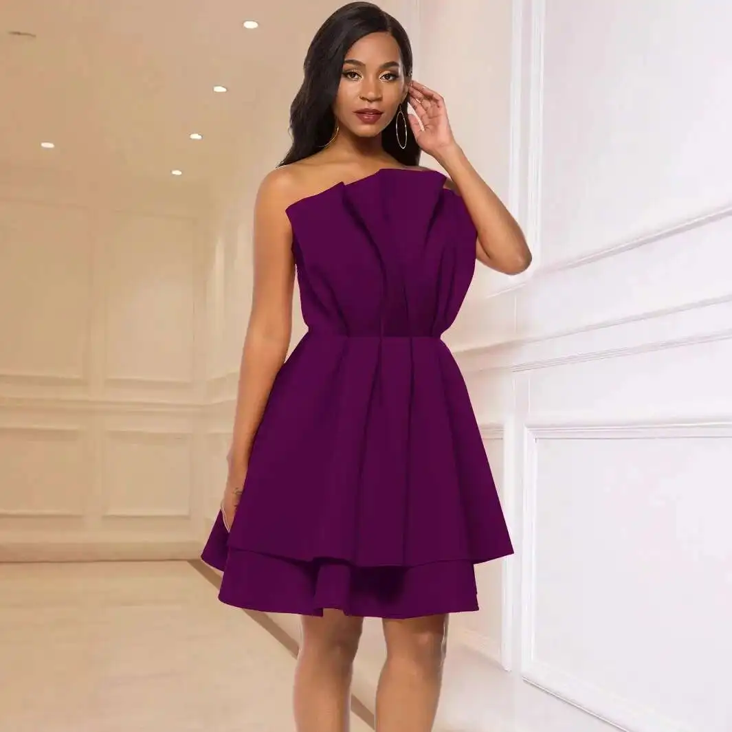 

Dress Sexy Strapless with Ruffles A-line Evening Gown Elegant Waist-cinching Party Dress 2025 Summer Dress Robe Vestido Women